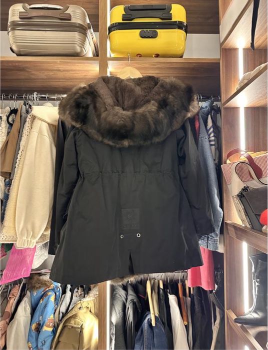 Парка зимова з натуральним хутром розмір XS -S - M