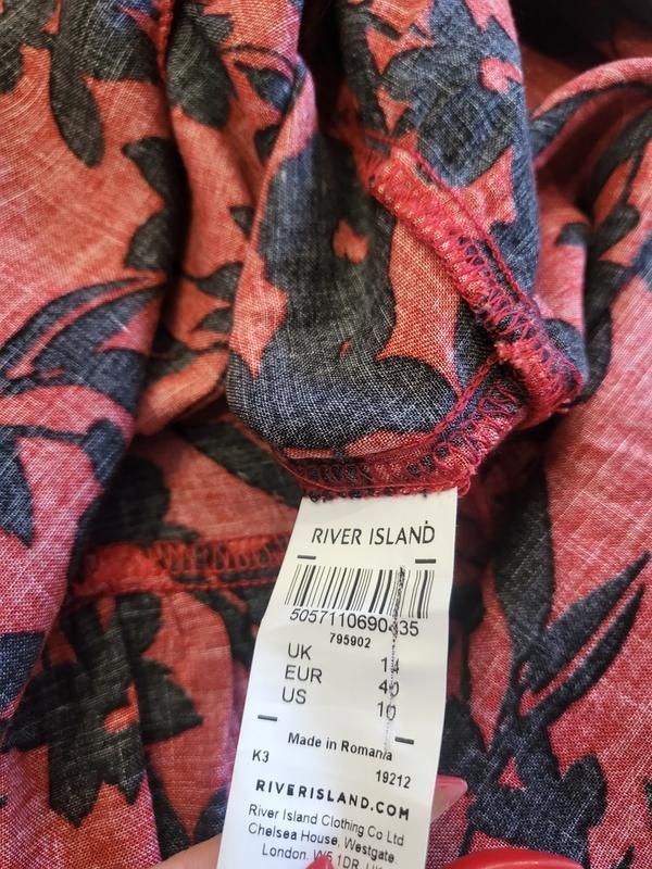 Красивое, натуральное платье рубашка River Island р. 12-14