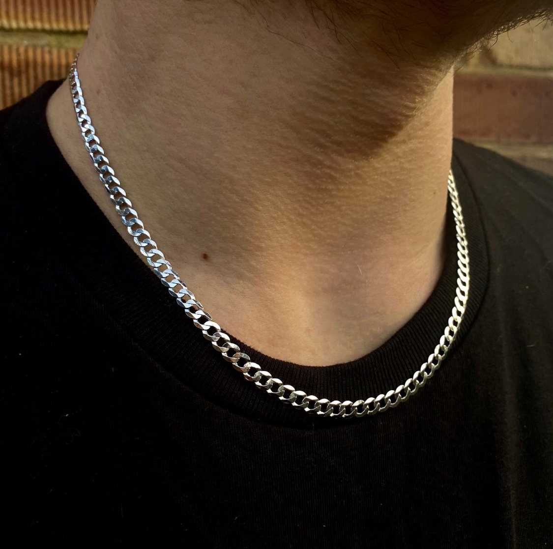 Мужская металлическая серебряная цепочка, цепь на шею из стали 5 мм