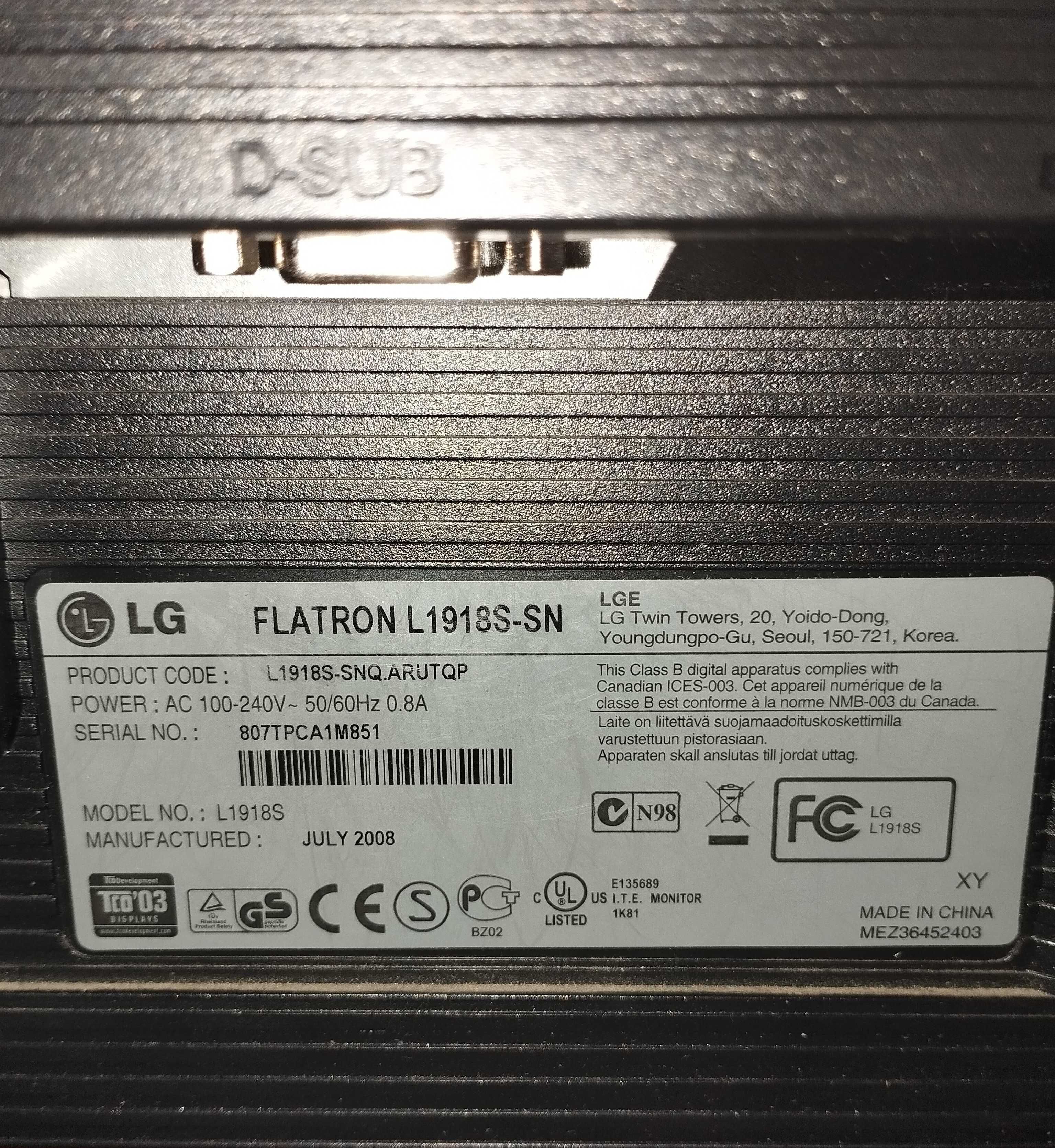 Монитор LG Flatron L1918S