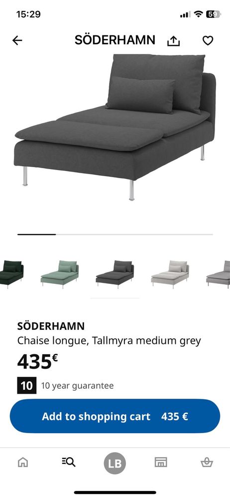Sofa cinza com chaise longue. Söderhamn IKEA