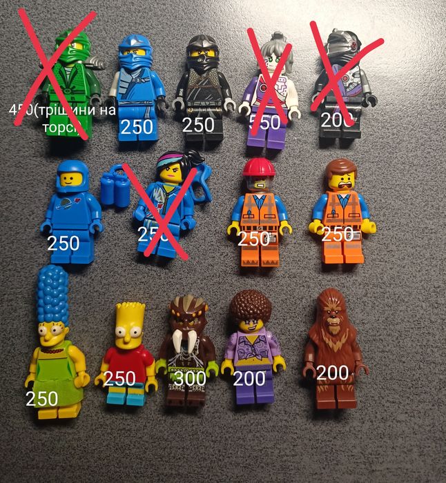 Lego minifigures Ninjago, Simpsons, Star wars