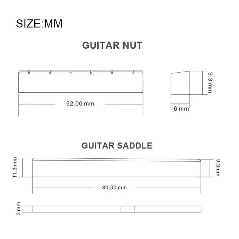 Порожек и седло для классической или акустической гитары (АБС-пластик)