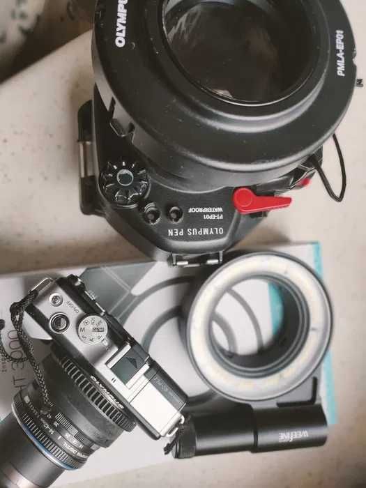 Zestaw do fotografii podwodnej Aparat Olympic + obudowa + oświetlenie,