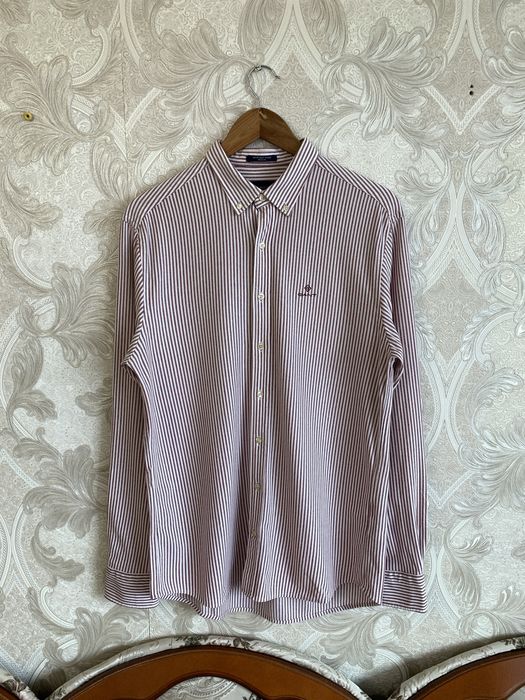 Коричневая хлопковая сорочка рубашка с длинным рукавом gant oxford kni