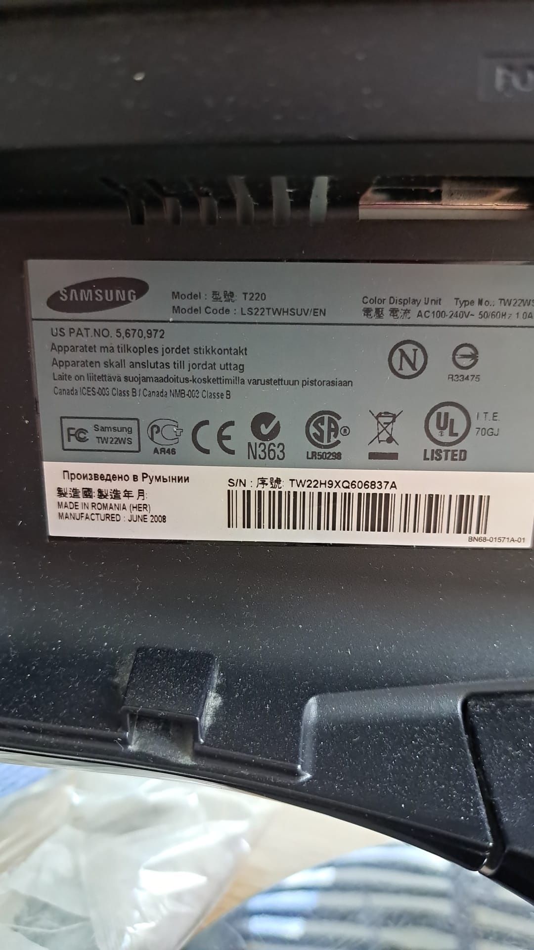 Monitor do komputera Samsung