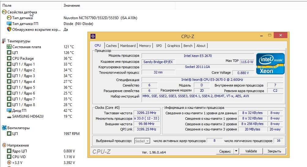 Процессор Xeon E5-2670 8 ядер, 16 поток 20Мб кеш LGA2011