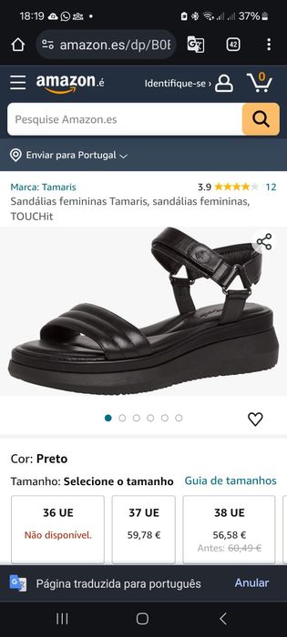 Tamaris sandalias em couro t 36