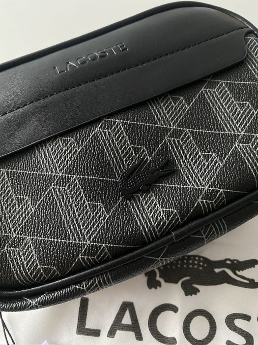 Сумка Lacoste Monogram / сумка чоловіча чорна / сумка Лакосте
