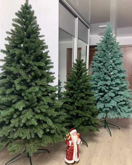 Лита ялинка Ель литая Ковалівська зелена блакитна з підставкою Елка