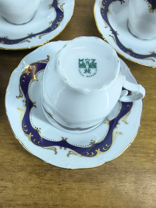 Elegancki zestaw filiżanek ze spodkami – porcelana MZ, Czechy