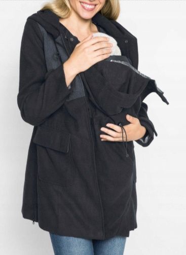 B.P.C płaszcz ciążowy z panelem dla dziecka czarno-szary r.48