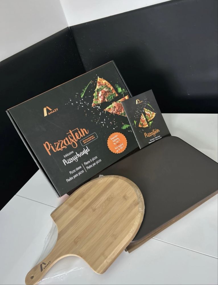 Kamień do pizzy bambusowa łopatka zeszyt nowy zestaw