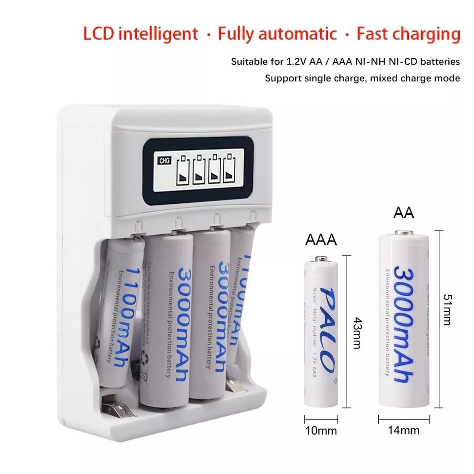 Интеллектуальная зарядка аккумуляторных батареек AA/AAA, USB LC Palo