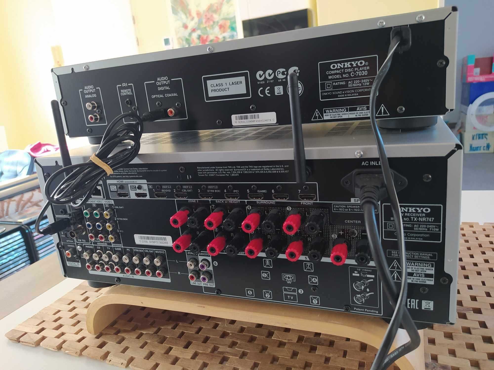 Onkyo TX NR747 + Onkyo C7030  (wysokie modele / zadbane)