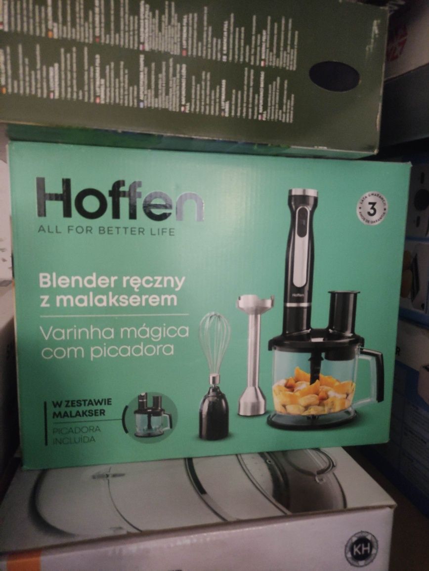Blender ręczny Z MALAKSEREM z akcesoriami Czarny HOFEEN
