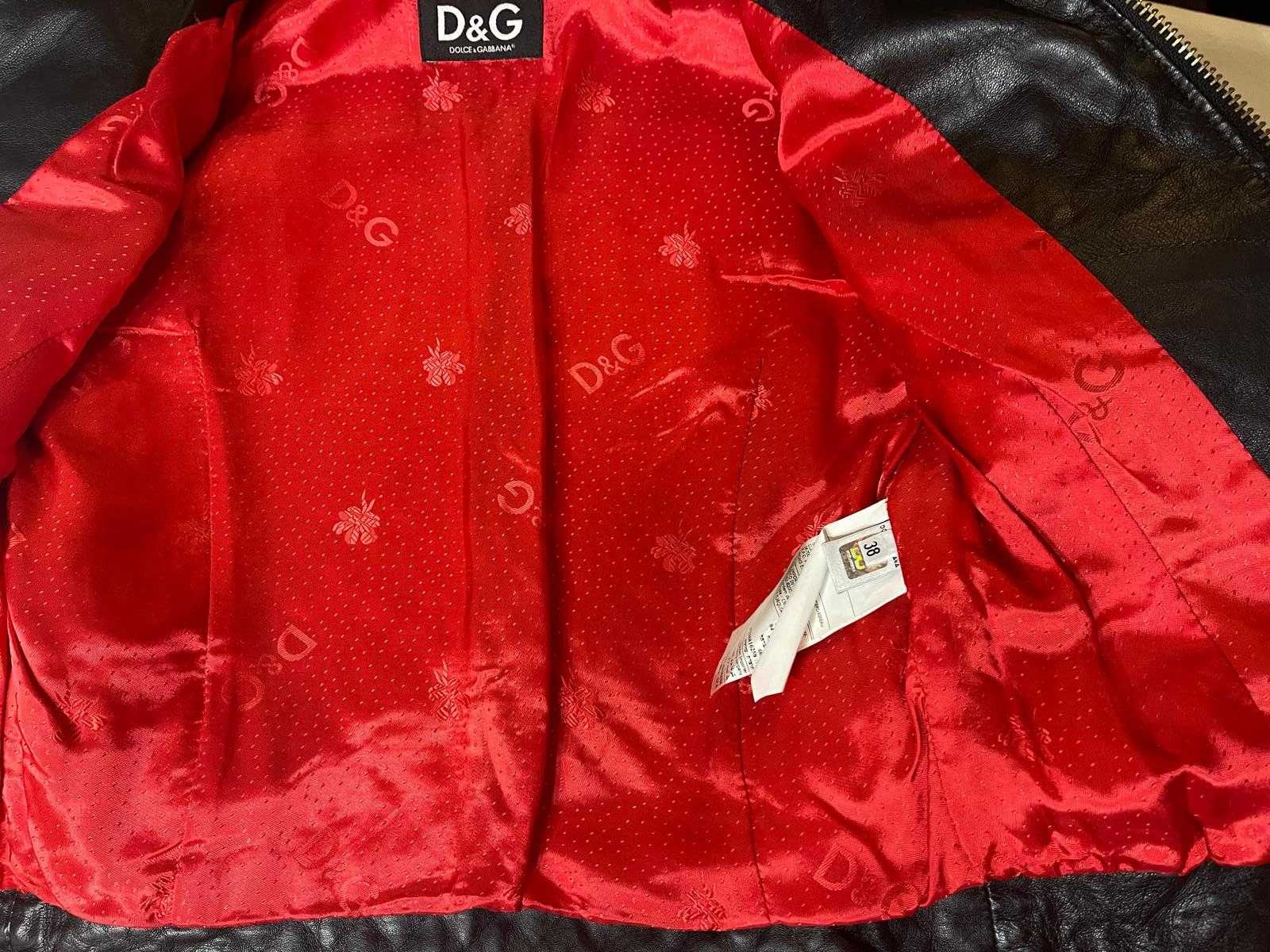 D&G original | Blusão de marca | pele verdadeira | cor preta | Novo