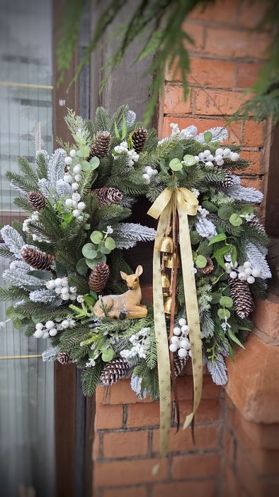 Duży wianek na drzwi. Świąteczne dekoracje 60 cm