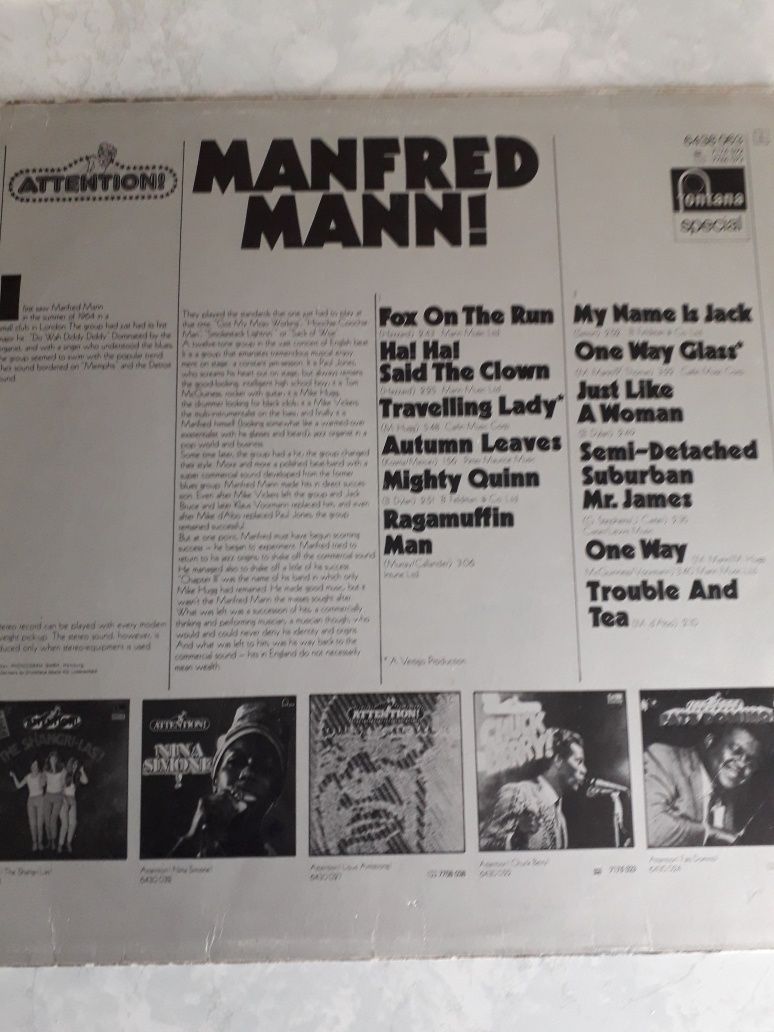 Manfred Mann Earth Band- Attention! 1972. Kolekcja prywatna.