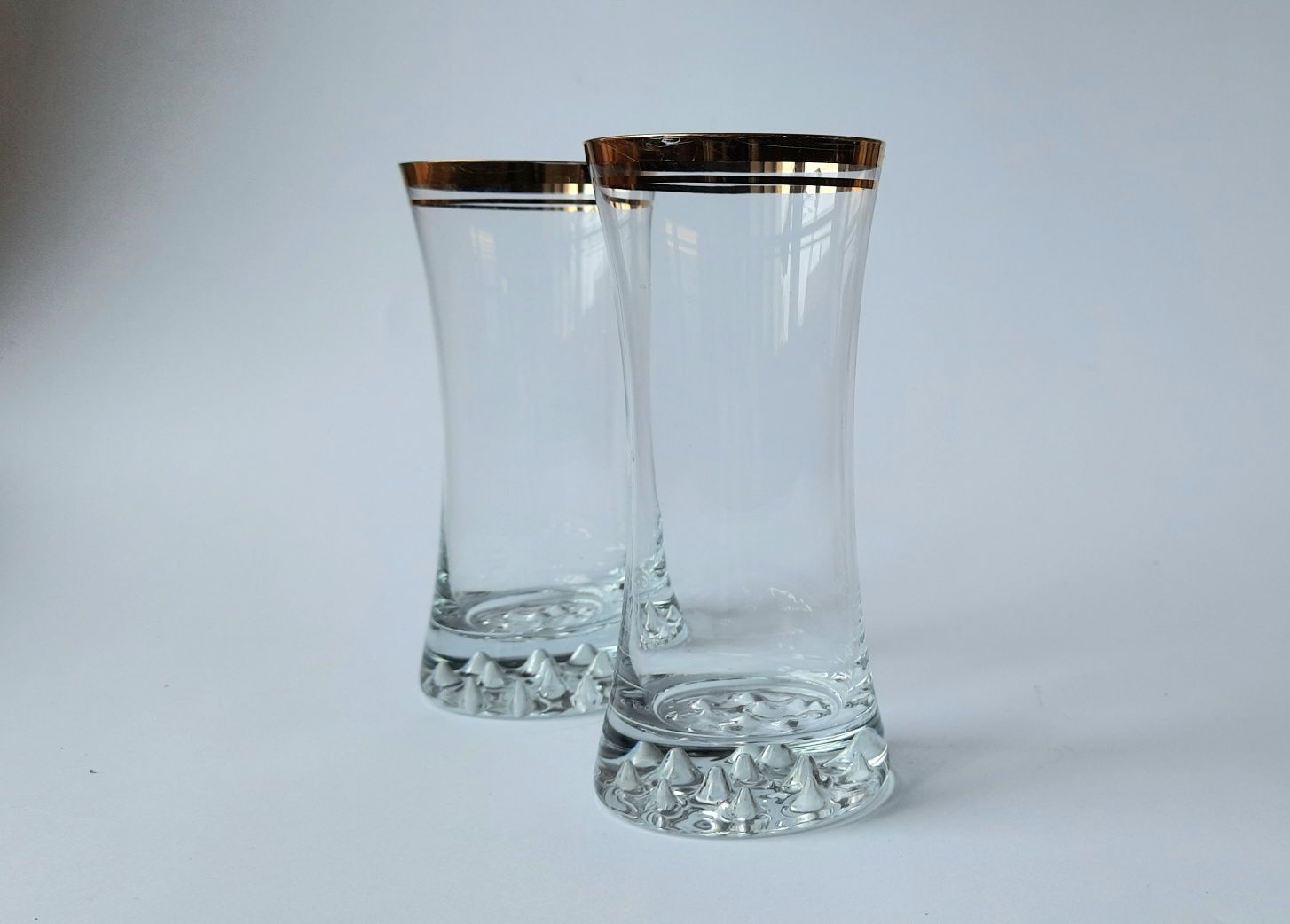 Para zabytkowych szklanek - grube szkło - złocone - Vintage