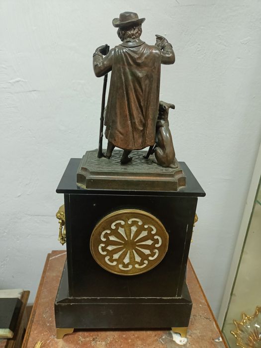 Stary zegar biurkowy antyczny brąz