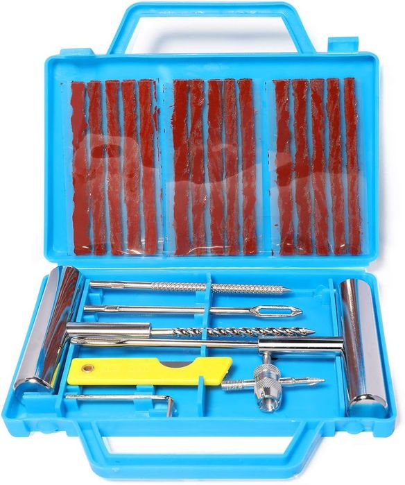 Kit reparação pneu automóvel com 22 acessórios e estojo NOVO