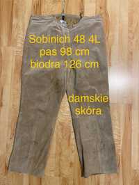 Sobinich rozm 48 4XL Damskie spodnie skórzane skóra brązowe  Vintage