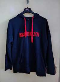 Granatowa Bluza z Kapturem Hoodie XXL Oversize Unisex