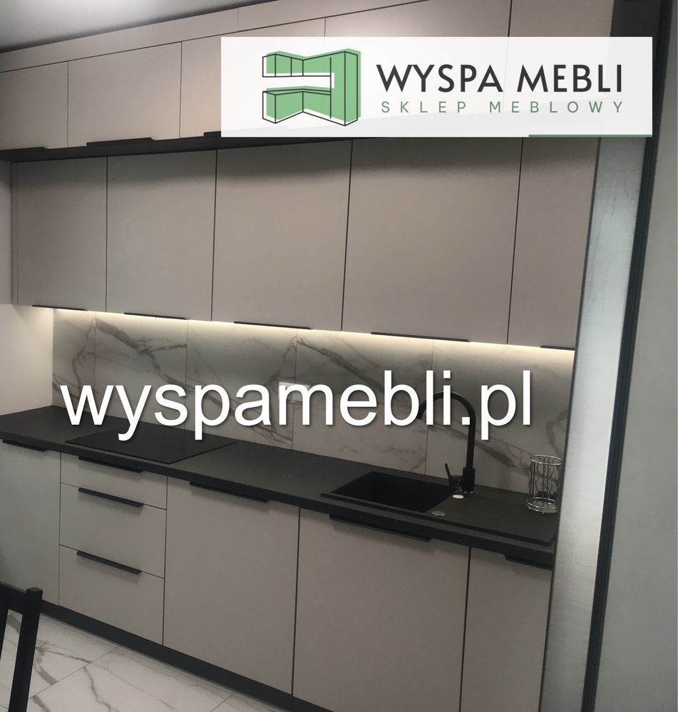 NOWA kuchnia 355x190cm kaszmir meble kuchenne na wymiar czarny