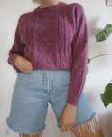 Oldschoolowy sweter w warkocze crewneck 90s vintage