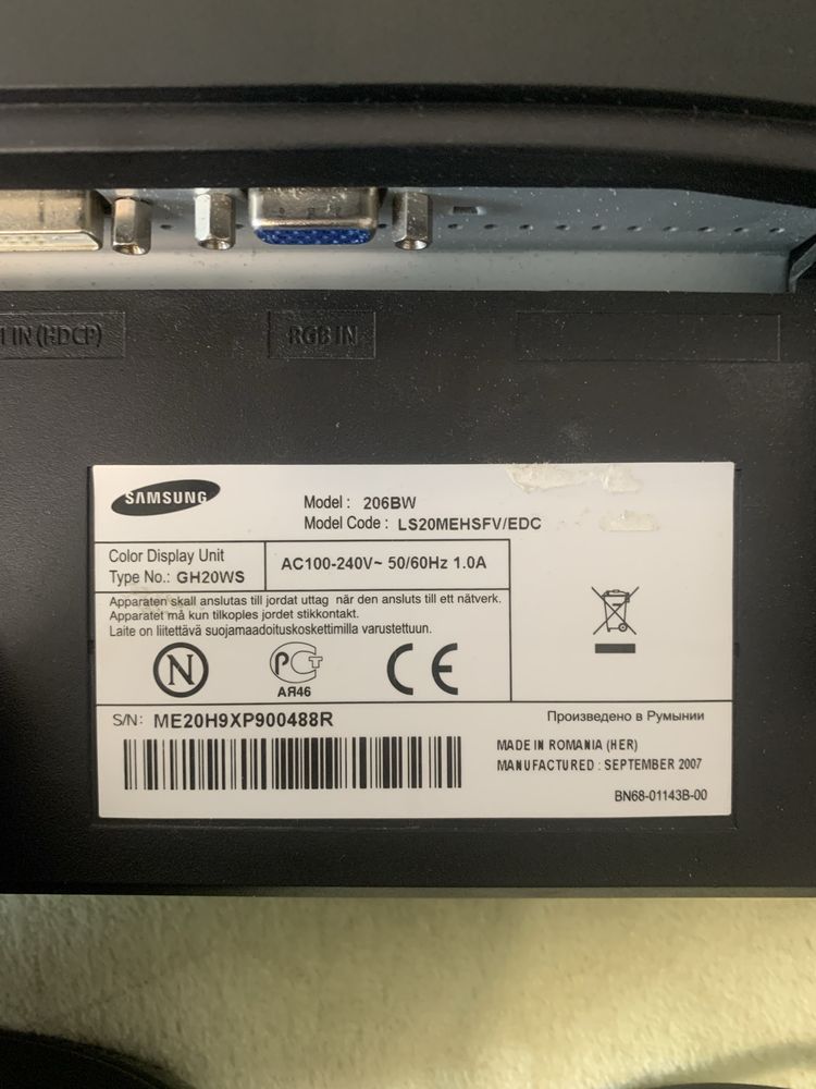 Могнитор 20, Samsung 206BW