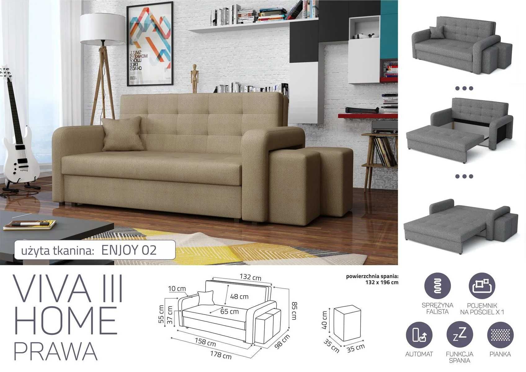 Viva III Home z pufami Sofa/Kanapa Darmowa dostawa