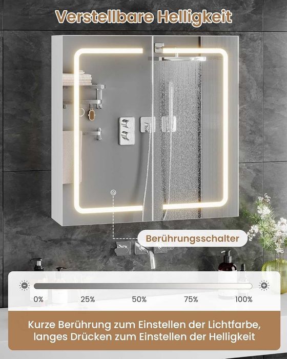 Nowa szafka z lustrem / łazienkowa / półeczka / LED / 65x65x17 / W101!