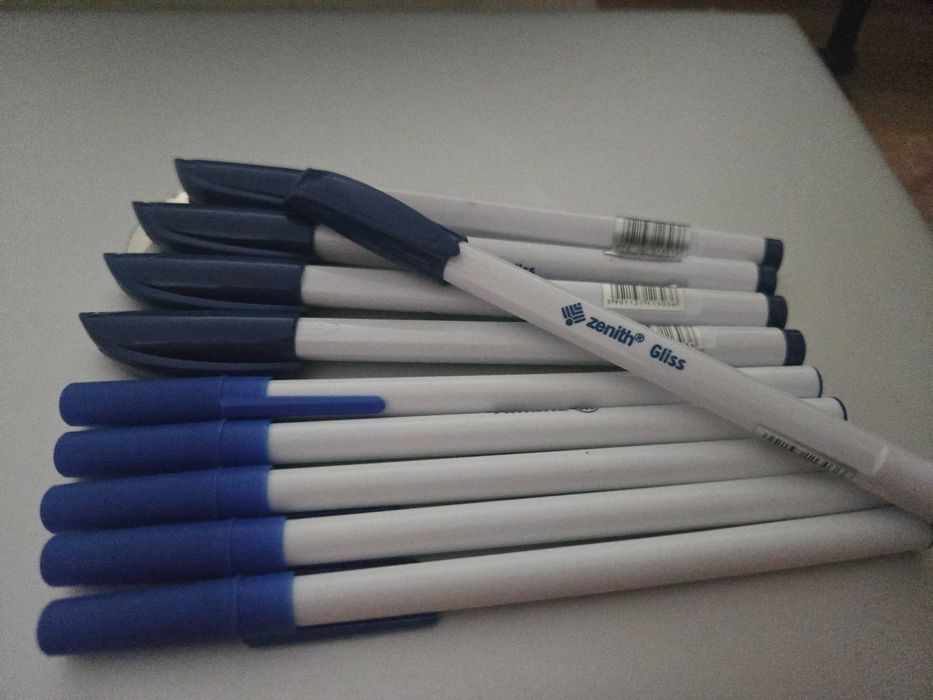 10 szt = mix 5+5 długopisów niebieskie