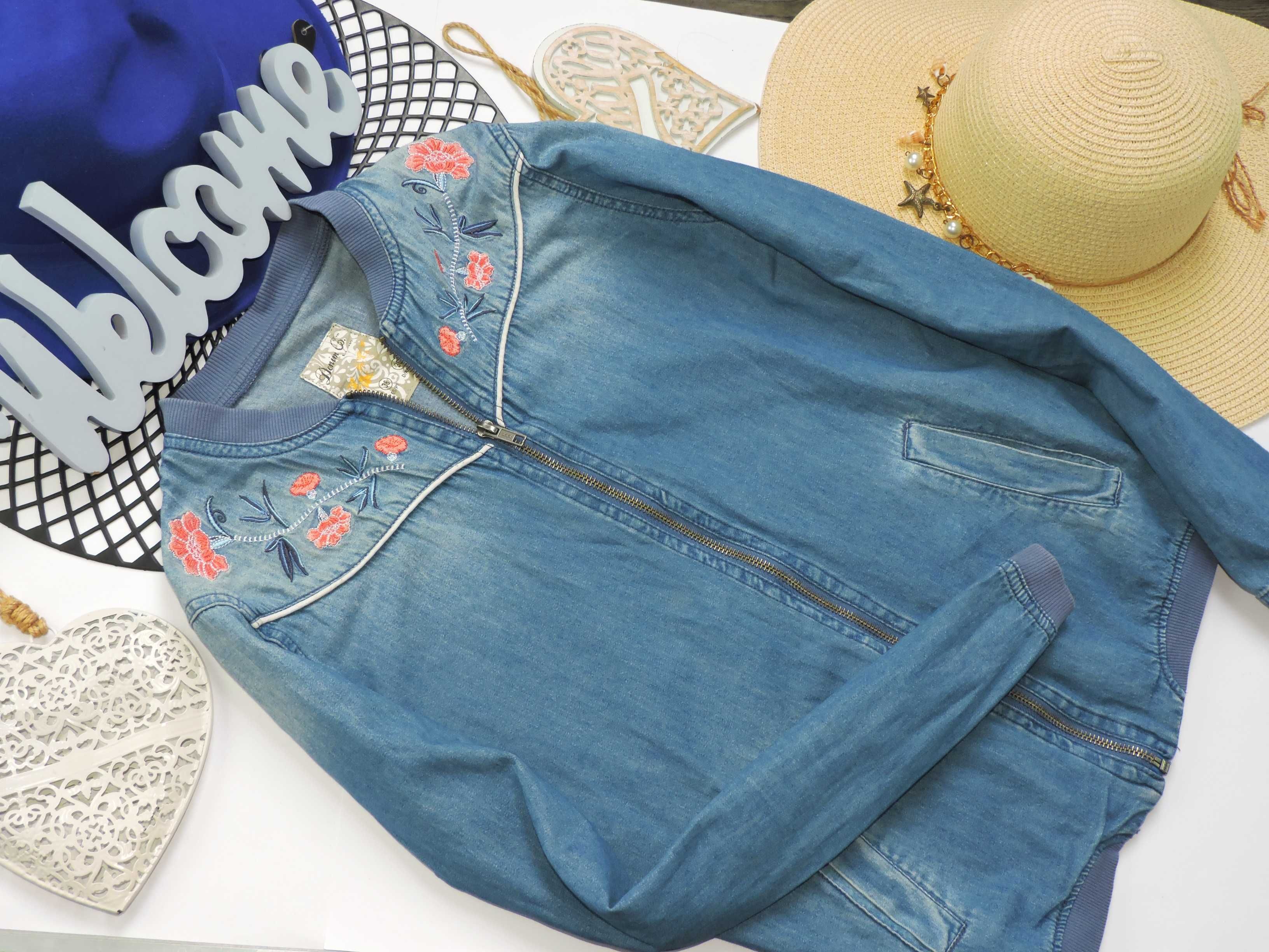Denim Bluza bomberka jeans hafty  M
