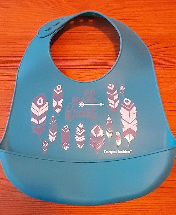 Śliniak silikonowy z kieszenią Wild heart - Niebieski / Canpol Babies