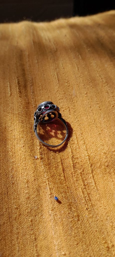 Серебряное кольцо, 17 размер, натуральный камень, 1960 год, 875 проба