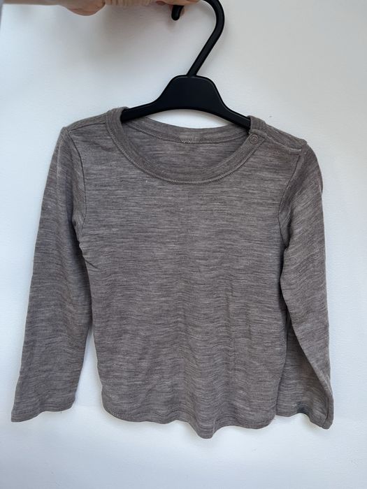 H&M bluzka merino 92 bezowa - szarobezowa