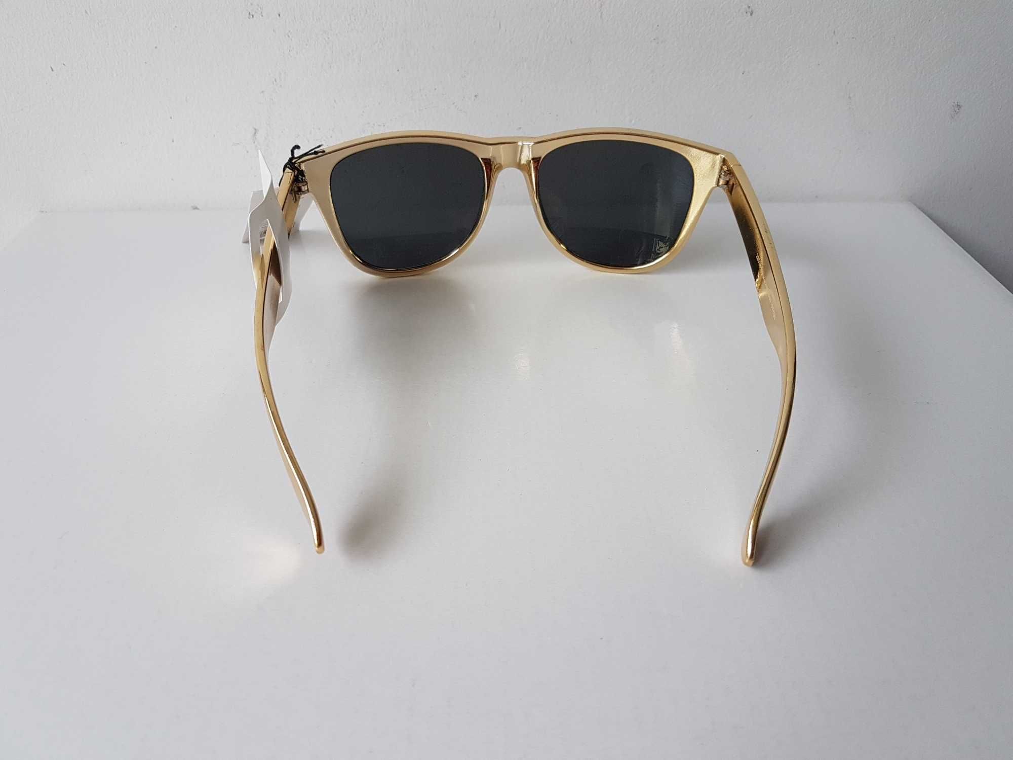 Nowe okulary przeciwsłoneczne złote NERDY Gina Tricot UV400