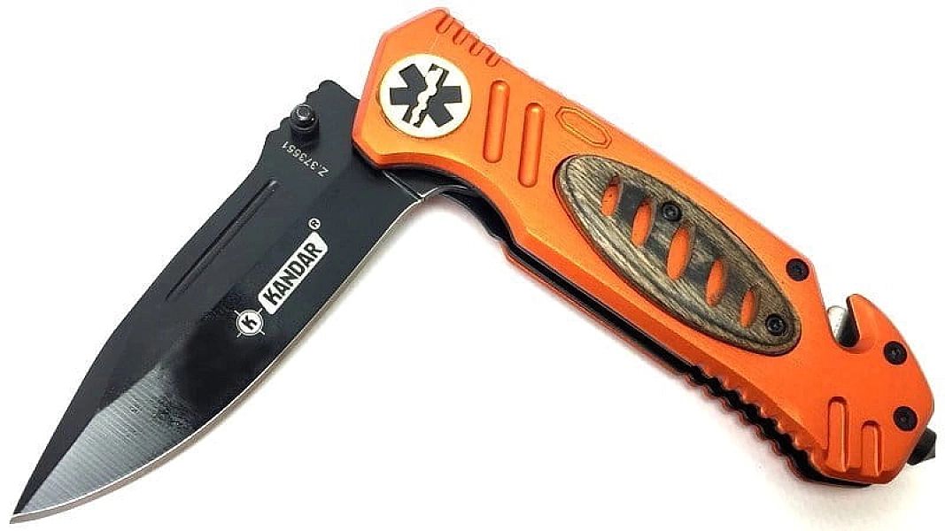 Nóż ratowniczy dla ratownika medycznego 3w1 orange Kandar