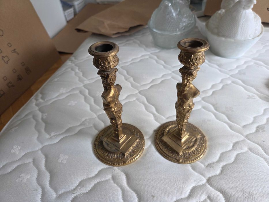 Komplet 2 świeczniki z brązu