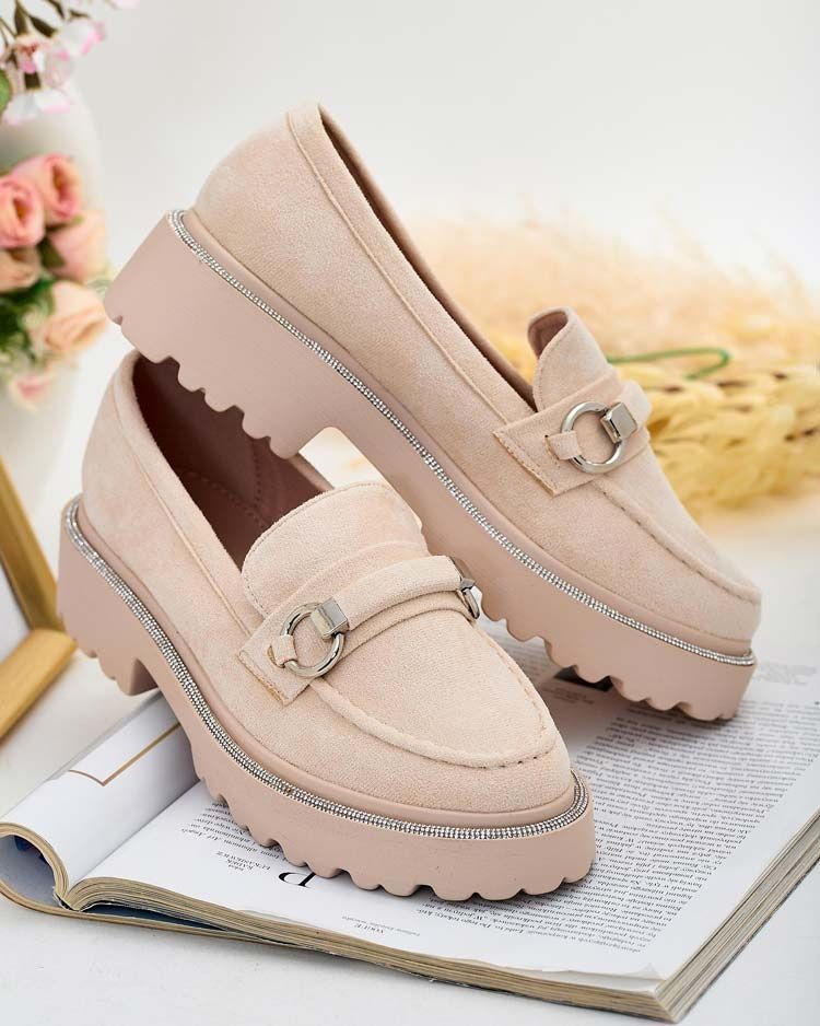LAKIER I ZAMSZ 36 37 38 Mokasyny 39 40 41 z cyrkoniami lakierowane