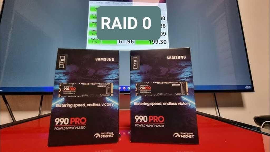 2X Samsung 990 Pro 4TB SSD nVme = 8TB RAID-0 + ASUS HYPER M.2 GEN 4 GW