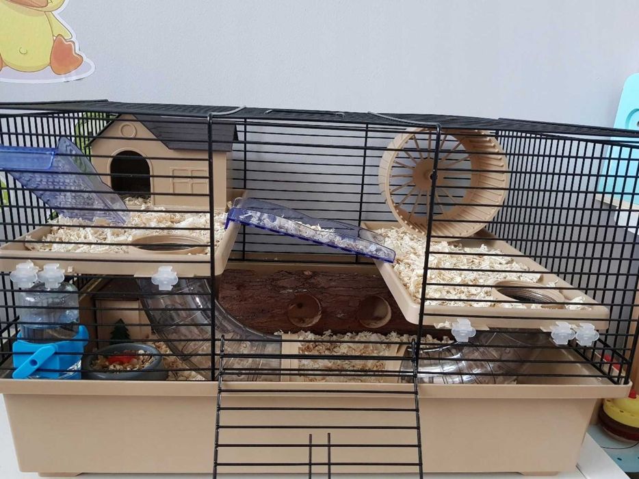 Klatka do chomika z tunelami i kołowrotkiem, zestaw startowy