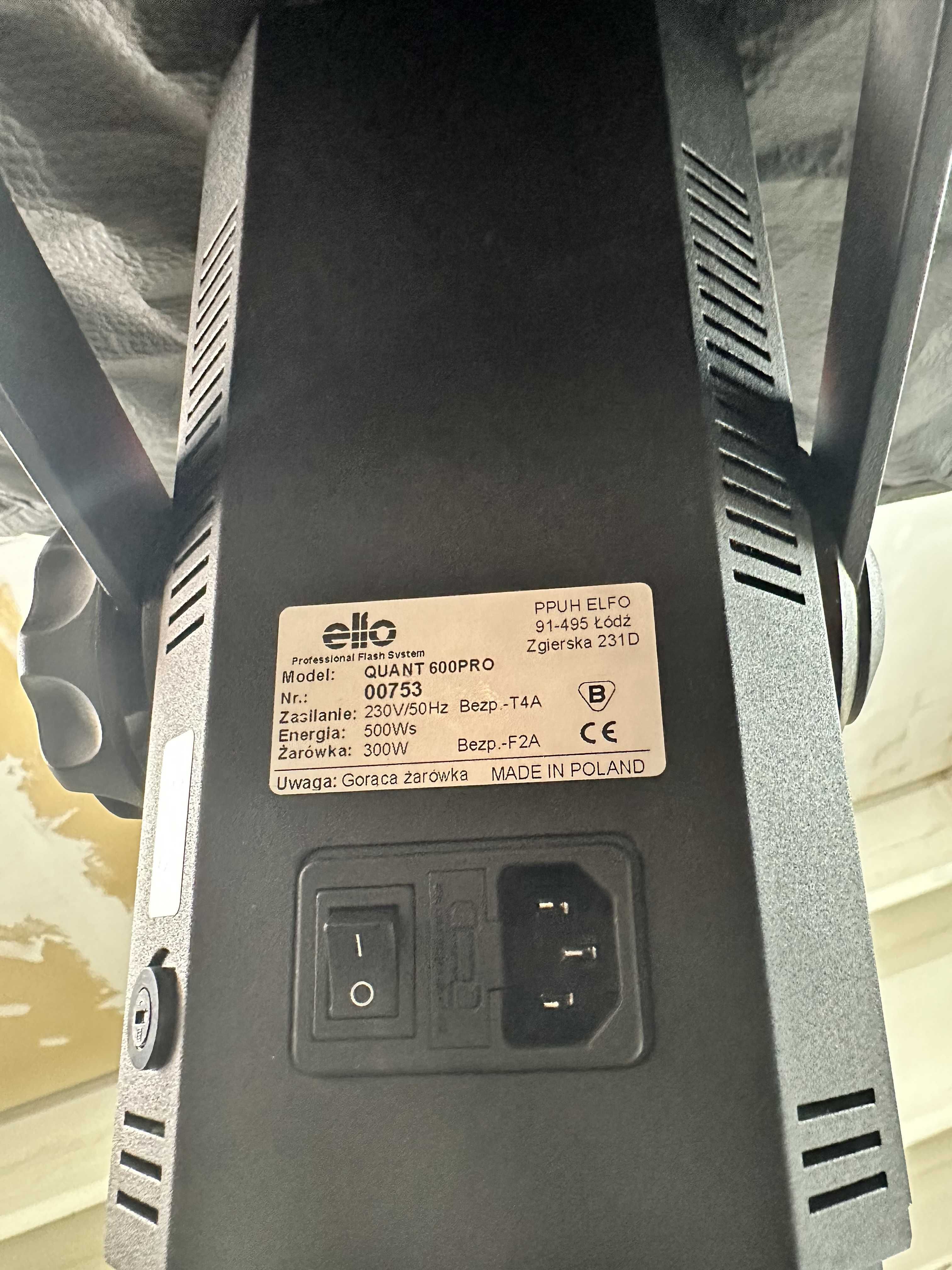 2X Lampa błyskowa Elfo QUANT 600 PRO, 2X Soft box