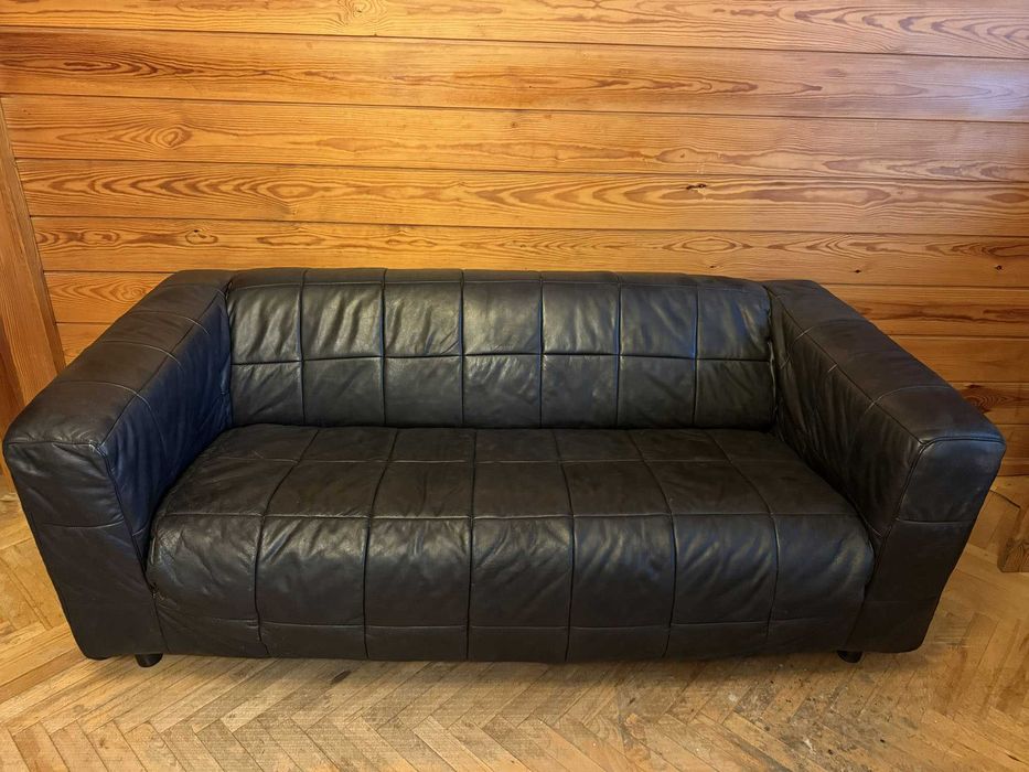 Kanapa czarna, skóra naturalna 180cm szerokość, w bardzo dobrym stanie