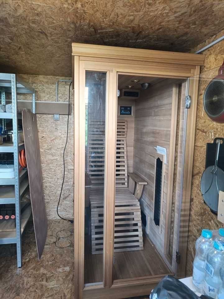 Sauna na podczerwień kabina sucha drzwi szklane Leżak Funkcja Relaks
