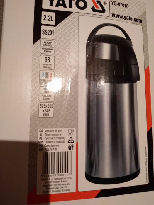 Nowy termos stołowy YATO z pompką 2.2 l YG-07016