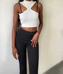 crop top assimétrico branco