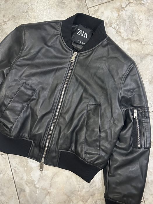 Куртка бомбер zara з екошкіри утеплена